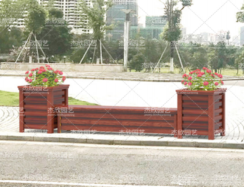 鋁合金仿木長(zhǎng)條花箱坐凳組合